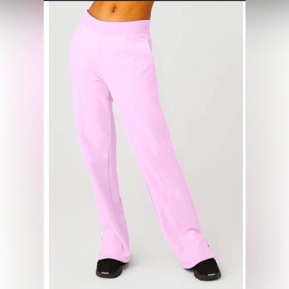 NWT ALO YOGA Heavyweight High-Waist Free Time Straight Leg Sweatpant SugarPlum L - Picture 3 of 10